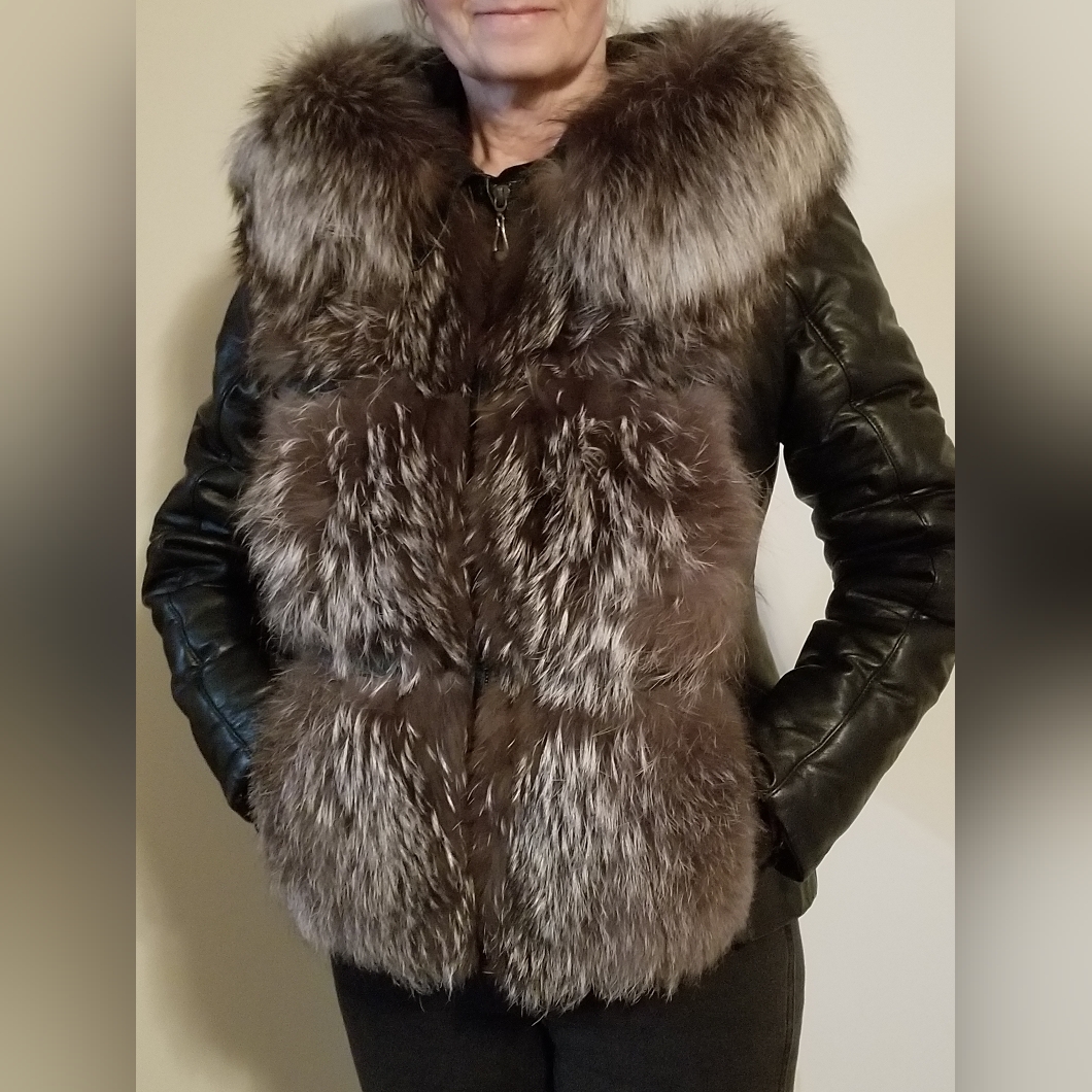 Fox & Leather Jacket 3 In 1 Design Removable Fur Vest & Lining